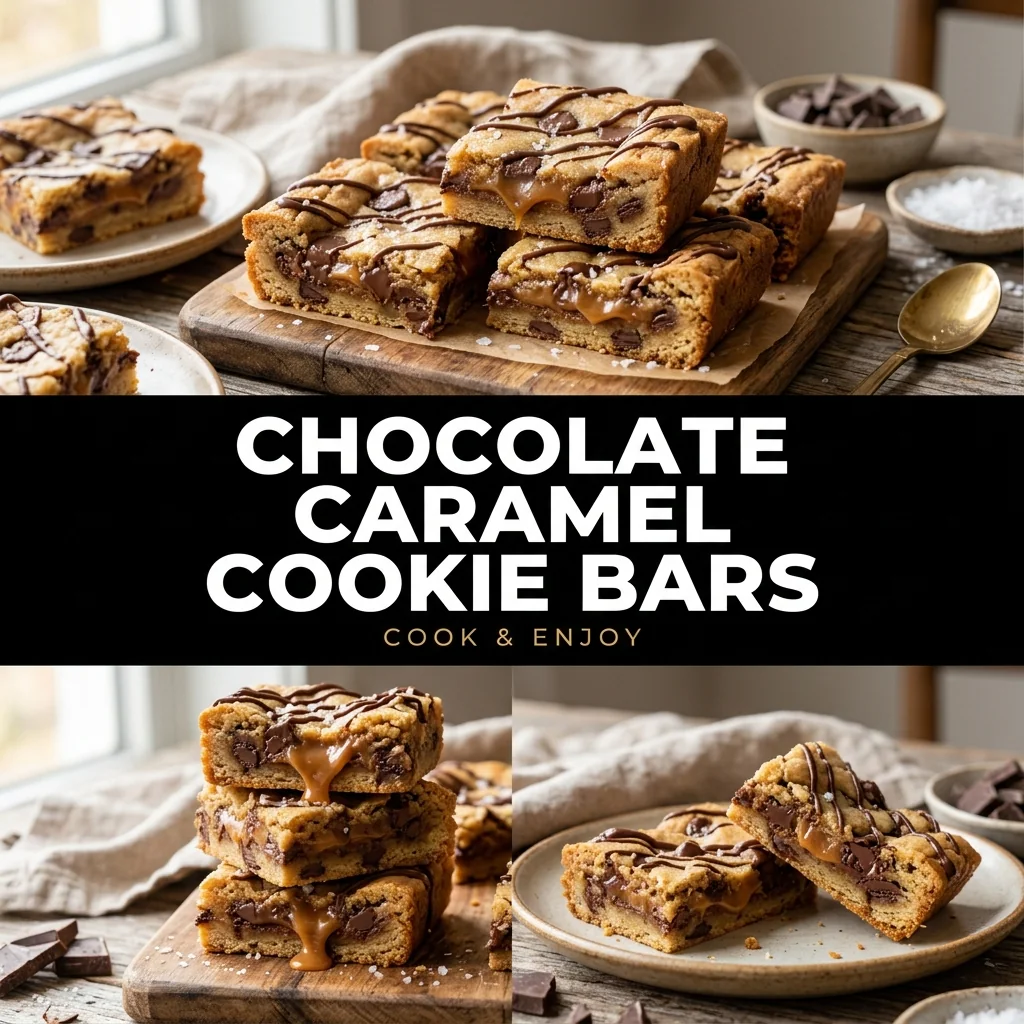 Chocolate Caramel Cookie Bars recipe poster