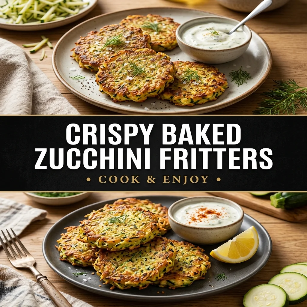 Crispy Baked Zucchini Fritters recipe poster