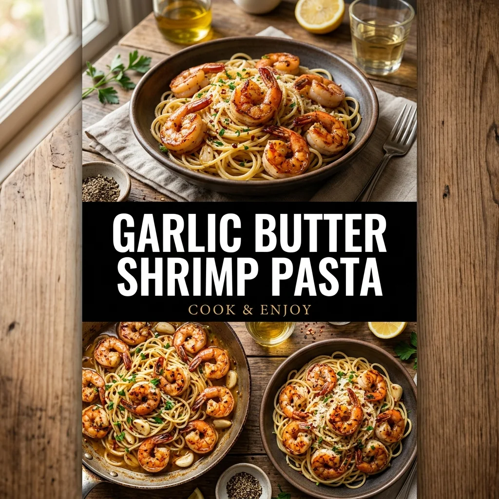 Garlic Butter Shrimp Pasta recipe poster