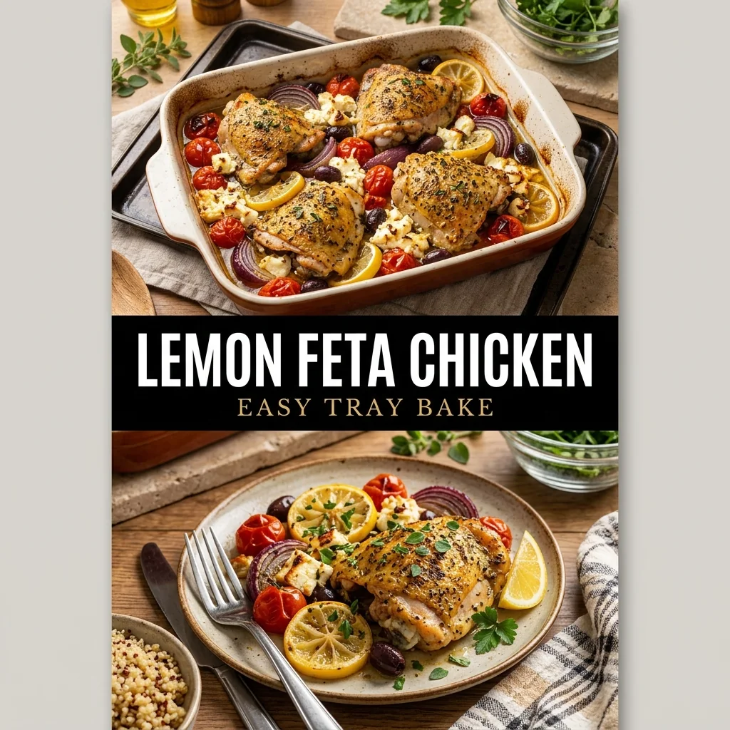 Lemon Feta Chicken Tray Bake recipe poster