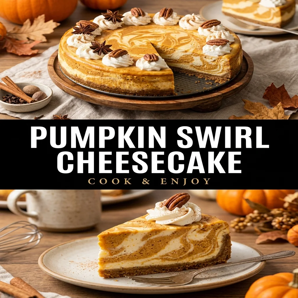 Pumpkin Swirl Cheesecake recipe poster