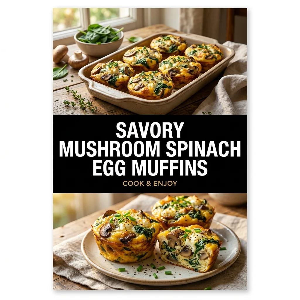 Savory Mushroom Spinach Egg Muffins recipe poster